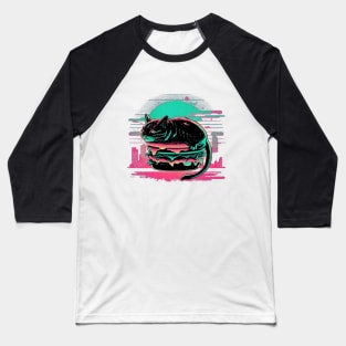 Retro Synthwave Catburger Baseball T-Shirt